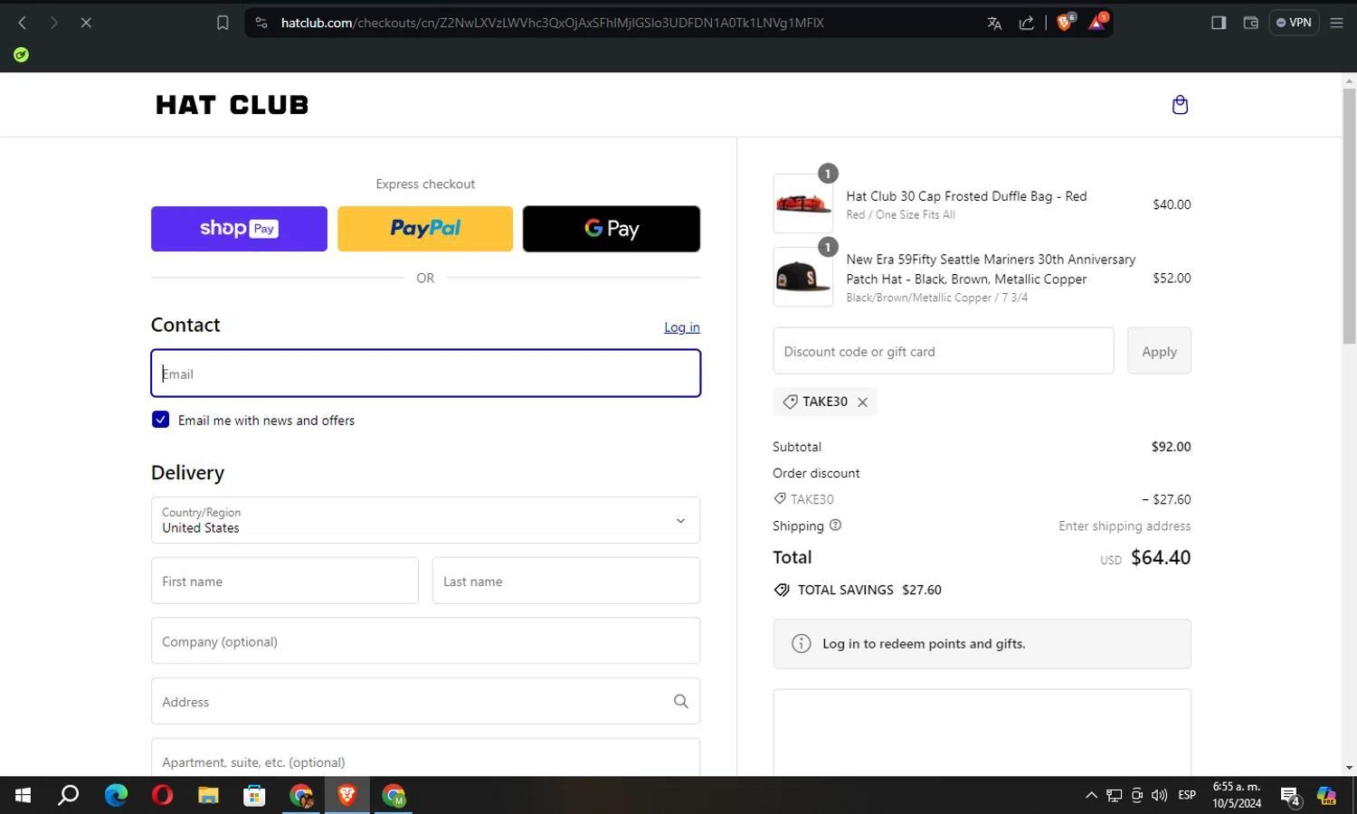 How to apply Hat Club coupon code