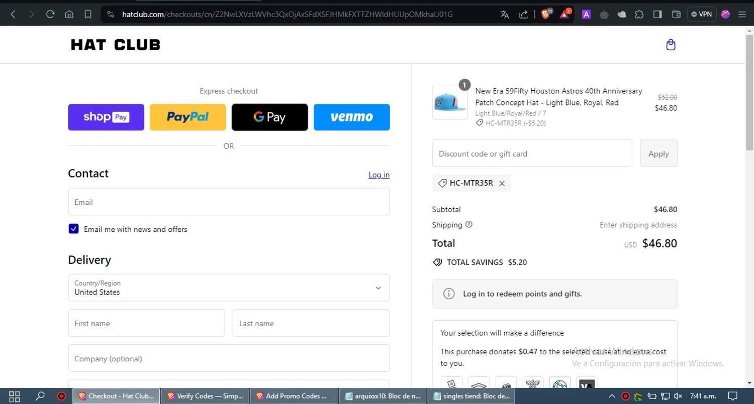 How to apply Hat Club coupon code